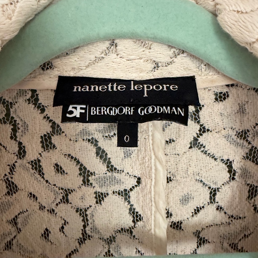 Nanette Lepore Beige Lace Tailored Blazer - Picture 3 of 3